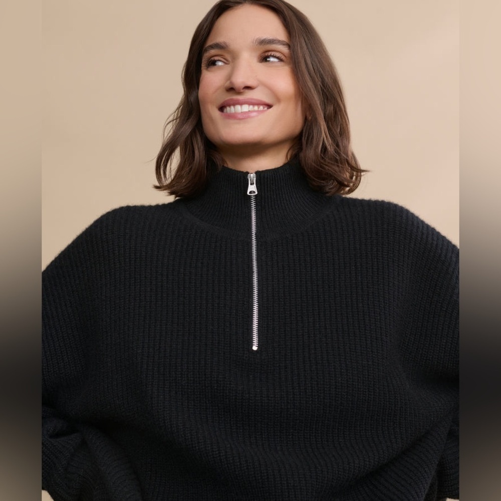 JENNI KAYNE - Cashmere Black Half Zip Sweater  Size - Picture 8 of 11